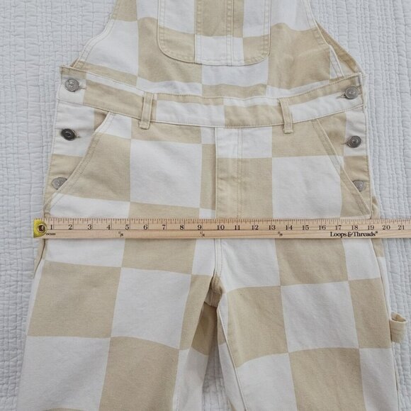 Forever 21 Men/Unisex Bib Overalls Size M (36x30) Beige White Color Block EUC - Picture 7 of 16